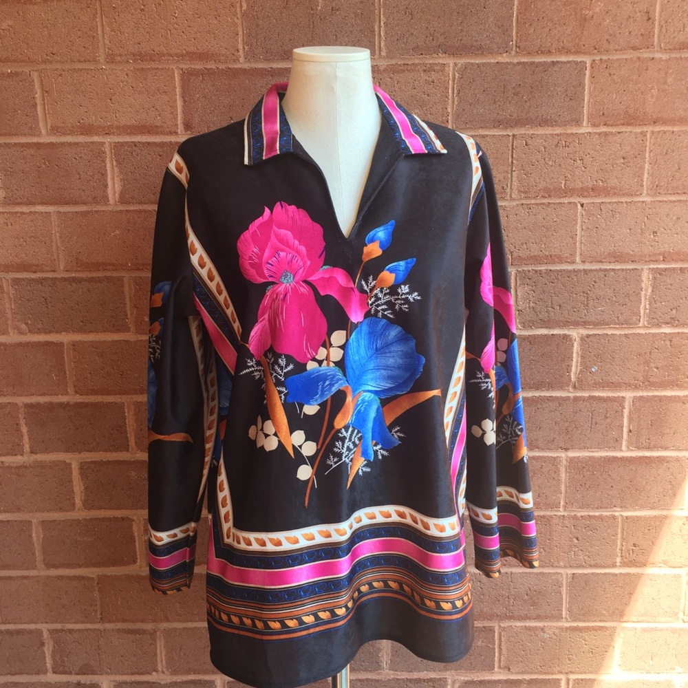 Harlow Brown Iris Print Long Sleeve Texture Shirt